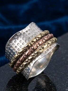 Sterling Silver Spinner Meditation Ring size 6.75